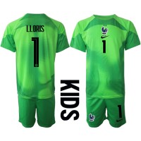 Dětský Fotbalový dres Francie Hugo Lloris #1 Brankářské MS 2022 Venkovní Krátký Rukáv (+ trenýrky)
